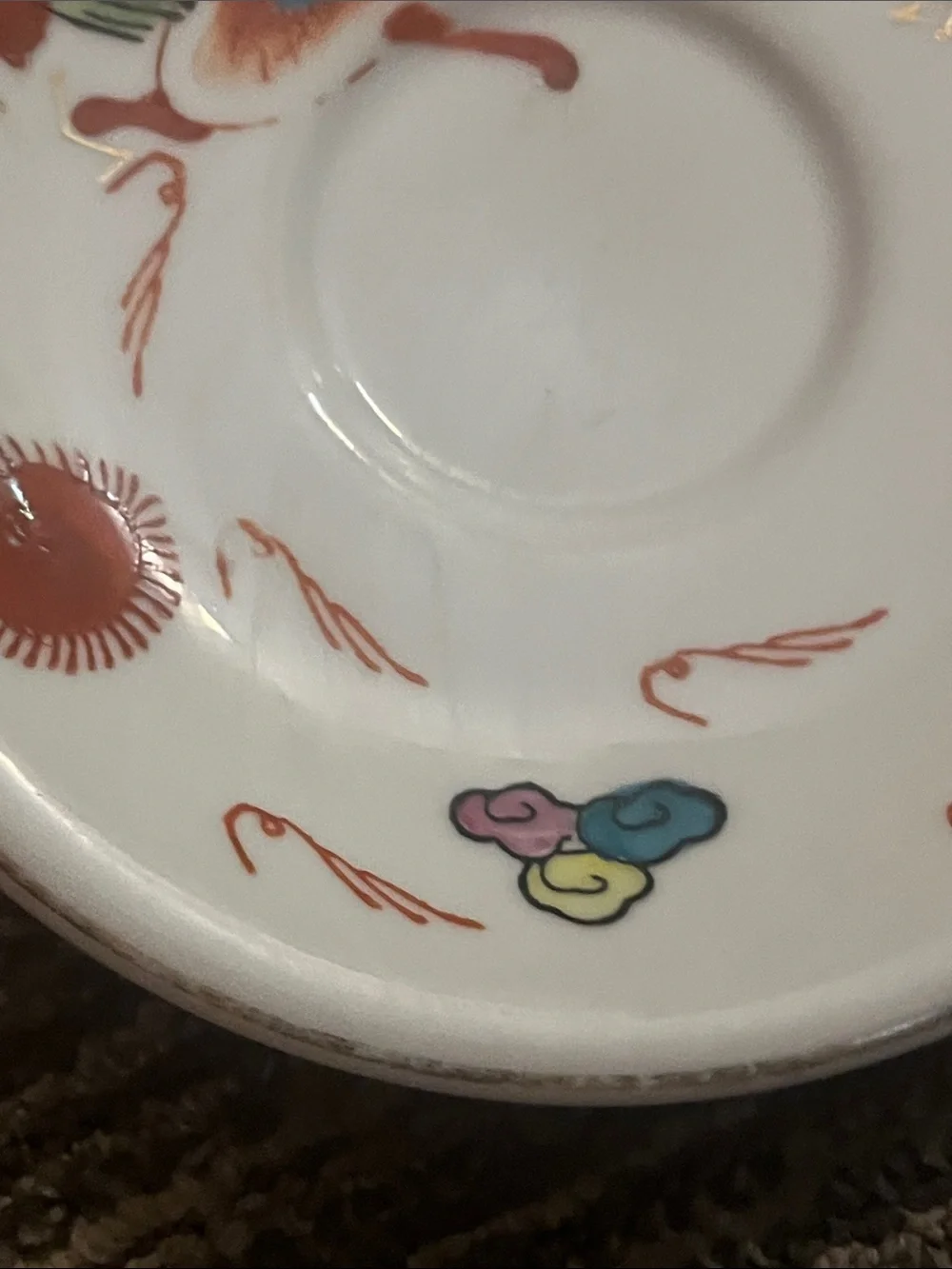 Vintage Hand painted Chinese Year of the Dragon TeaCup Saucer